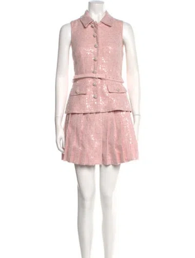 Pre-owned Self-portrait Tweed Pattern Mini Dress In Pink