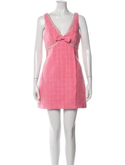 Pre-owned Self-portrait Tweed Pattern Mini Dress In Pink