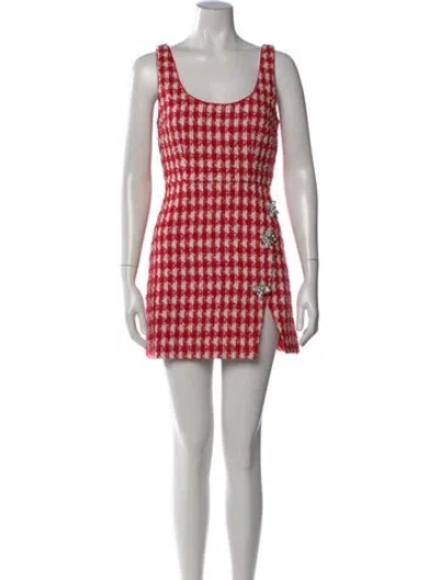 Pre-owned Self-portrait Tweed Pattern Mini Dress In Red
