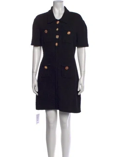 Pre-owned Self-portrait Tweed Pattern Mini Dress W/ Tags In Black