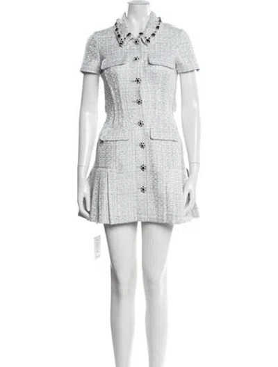 Pre-owned Self-portrait Tweed Pattern Mini Dress W/ Tags In Neutral