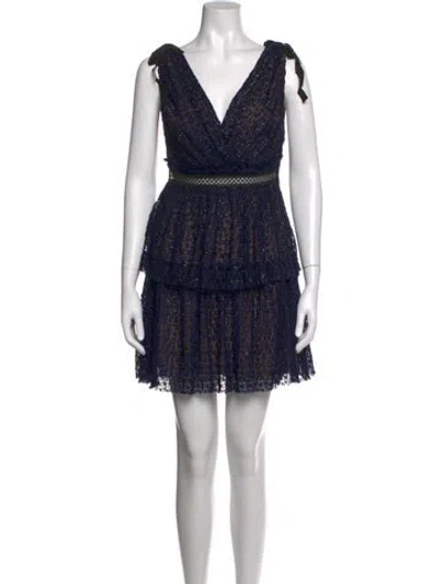 Pre-owned Self-portrait Tweed Pattern Mini Dress In White