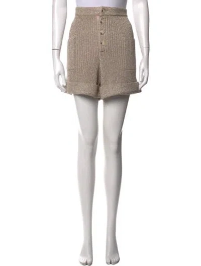 Pre-owned Self-portrait Tweed Pattern Mini Shorts In Metallic/neutrals
