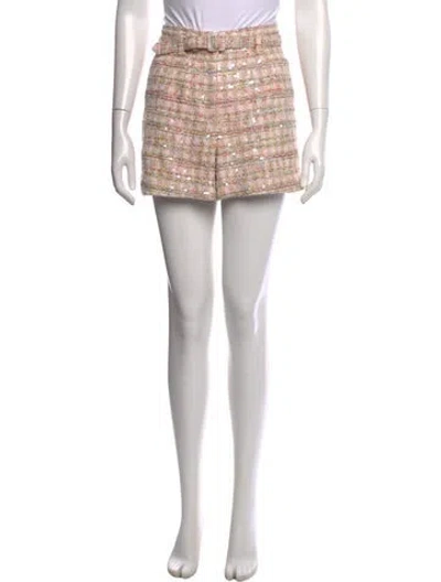 Pre-owned Self-portrait Tweed Pattern Mini Shorts In Pink