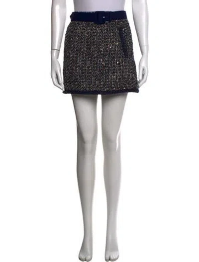 Pre-owned Self-portrait Tweed Pattern Mini Skirt In Blue