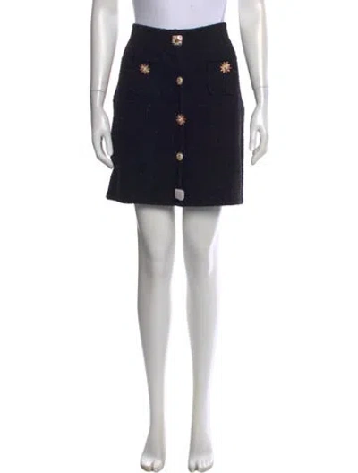 Pre-owned Self-portrait Tweed Pattern Mini Skirt W/ Tags In Black