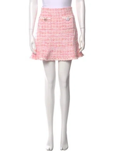 Pre-owned Self-portrait Tweed Pattern Mini Skirt W/ Tags In Pink
