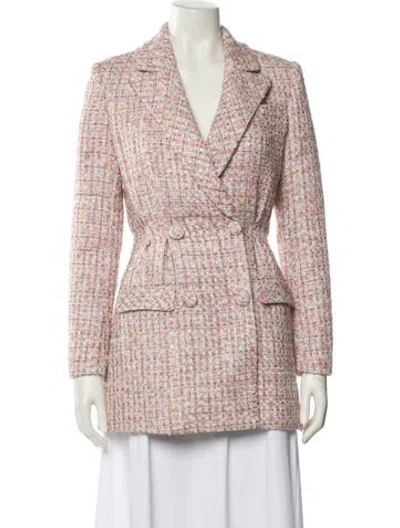 Pre-owned Self-portrait Tweed Pattern Peacoat In Pink
