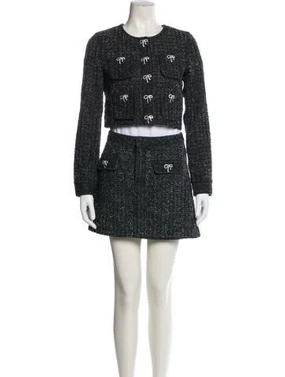 Pre-owned Self-portrait Tweed Pattern Skirt Set In Gray