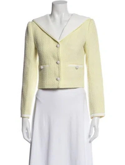 Pre-owned Self-portrait Tweed Tweed Pattern Jacket W/ Tags In Yellow
