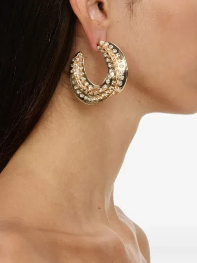 Self-portrait Twisted Crystal Earrings In Gold