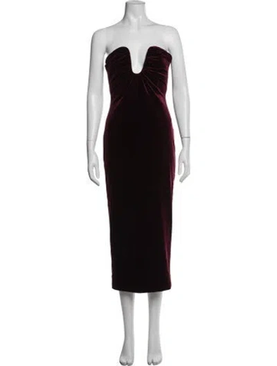 Pre-owned Self-portrait Velour Midi Length Dress In Black