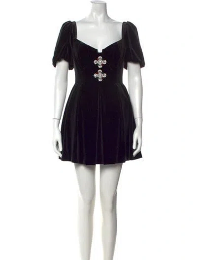 Pre-owned Self-portrait Velvet Mini Dress In Black