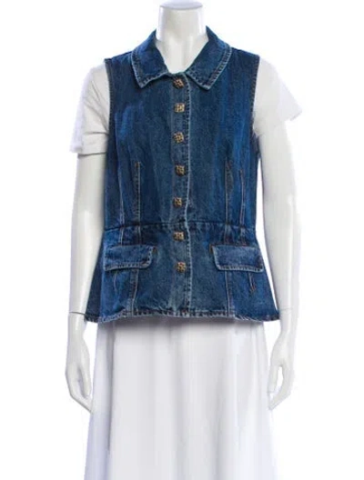 Pre-owned Self-portrait Vest In Blue