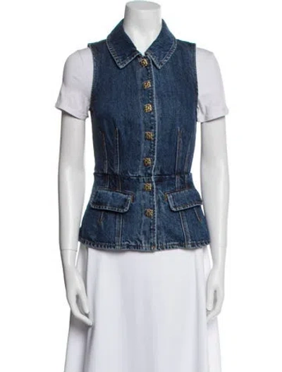 Pre-owned Self-portrait Vest In Blue