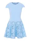 Self-portrait Womens Self Portrait Cap-sleeve Crepe And Lace Mini Dress In Blue