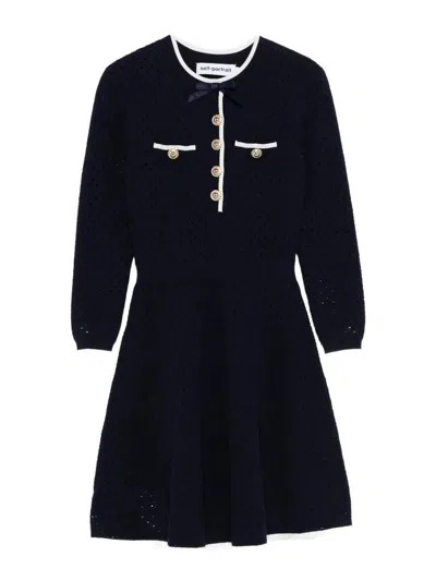 Self-portrait Vestido Corto - Azul Oscuro In Blue