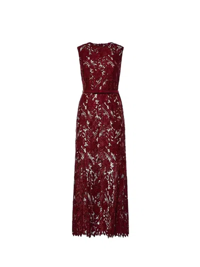 Self-portrait Vestido Largo - Rojo Oscuro In Burgundy