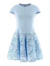 Self-portrait Womens Self Portrait Cap-sleeve Crepe And Lace Mini Dress In Blue