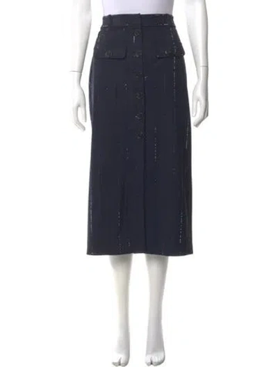Pre-owned Self-portrait Virgin Wool Midi Length Skirt W/ Tags In Blue
