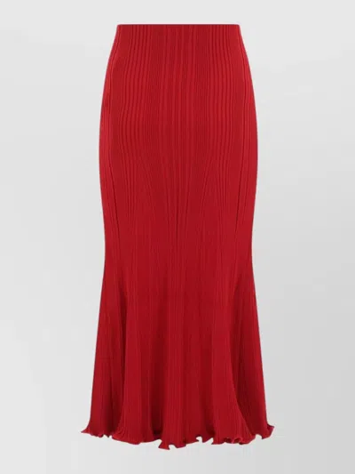Self-portrait Viscose Maxi Skirt Flared Hem Pleated In Red