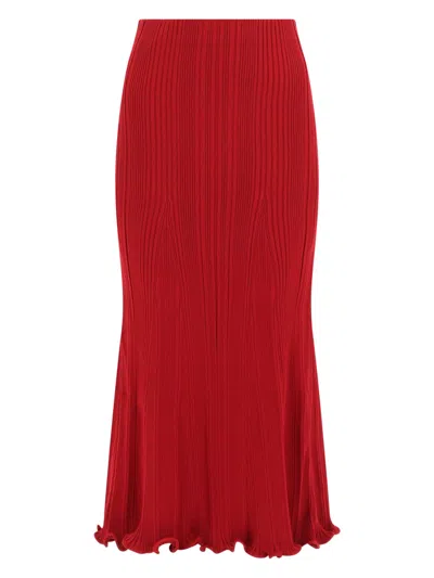 Self-portrait Viscose Midi Skirt In Red