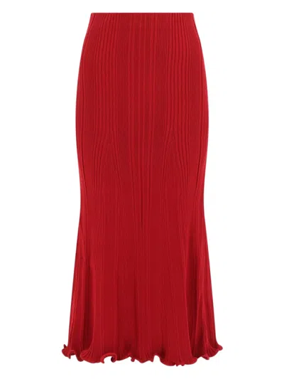 Self-portrait Viscose Midi Skirt In Red
