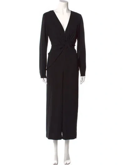 Pre-owned Self-portrait V-neck Jumpsuit In Black