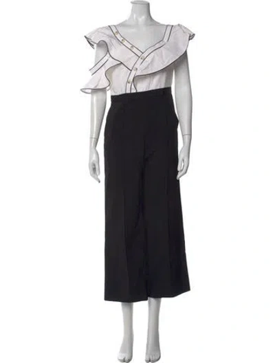 Pre-owned Self-portrait V-neck Jumpsuit In Black