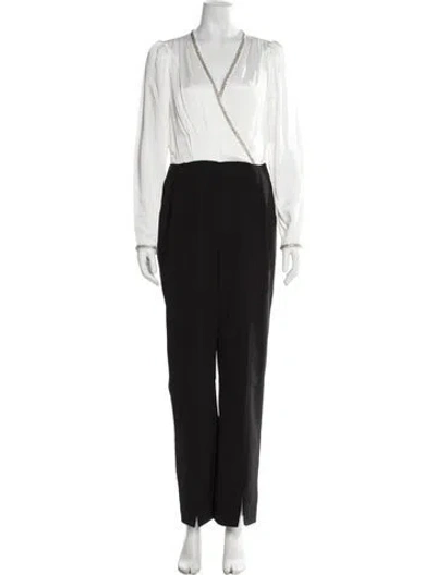 Pre-owned Self-portrait V-neck Jumpsuit In Black