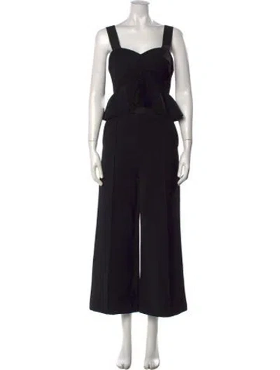 Pre-owned Self-portrait V-neck Jumpsuit In Black