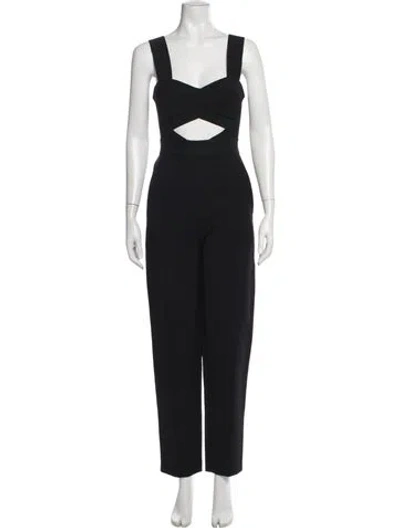 Pre-owned Self-portrait V-neck Jumpsuit In Black