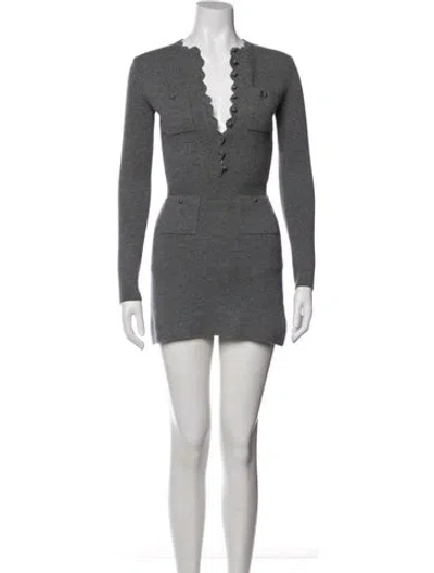 Pre-owned Self-portrait V-neck Jumpsuit In Grey