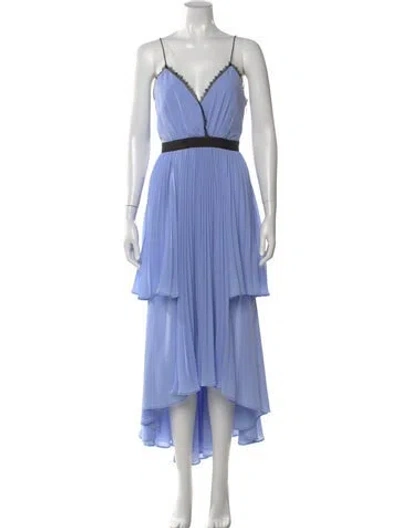 Pre-owned Self-portrait V-neck Long Dress In Blue