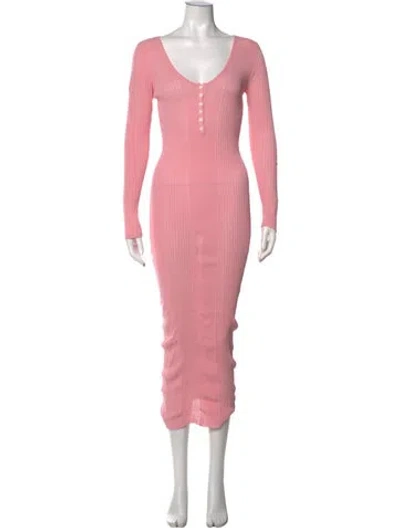 Pre-owned Self-portrait V-neck Long Dress In Pink