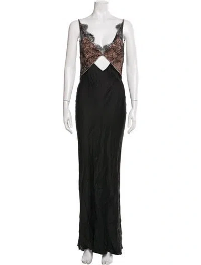 Pre-owned Self-portrait V-neck Long Dress W/ Tags In Black