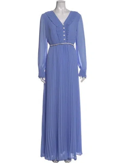 Pre-owned Self-portrait V-neck Long Dress W/ Tags In Blue