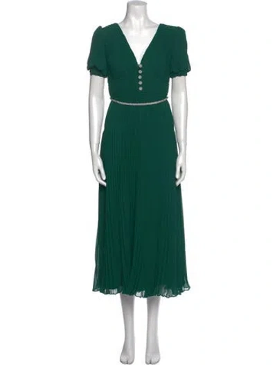 Pre-owned Self-portrait V-neck Long Dress W/ Tags In Green