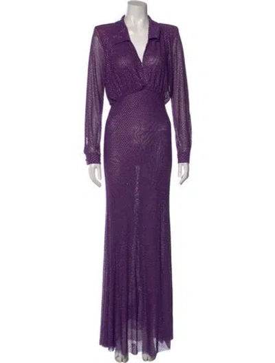 Pre-owned Self-portrait V-neck Long Dress W/ Tags In Purple