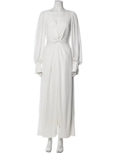 Pre-owned Self-portrait V-neck Long Dress In White
