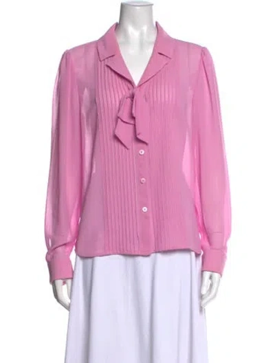 Pre-owned Self-portrait V-neck Long Sleeve Blouse In Pink