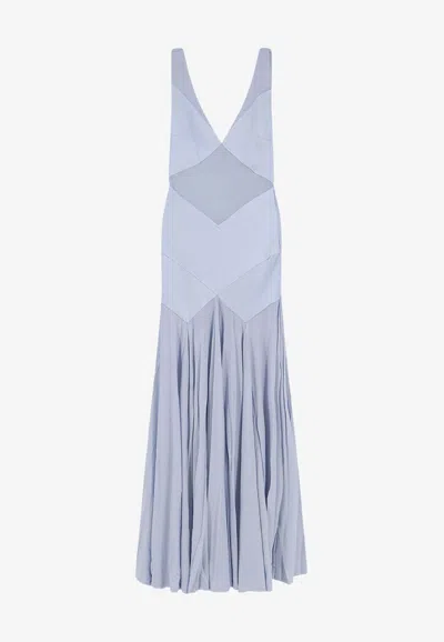 Self-portrait V-neck Maxi Dress In Blue
