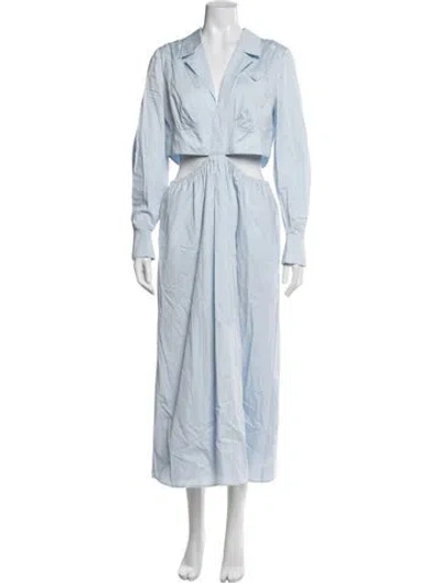 Pre-owned Self-portrait V-neck Midi Length Dress In Blue