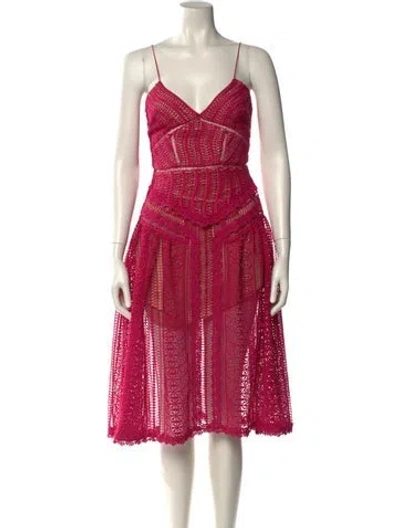 Pre-owned Self-portrait V-neck Midi Length Dress In Multi