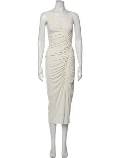 Pre-owned Self-portrait V-neck Midi Length Dress In Neutral