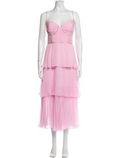 Pre-owned Self-portrait V-neck Midi Length Dress In Pink