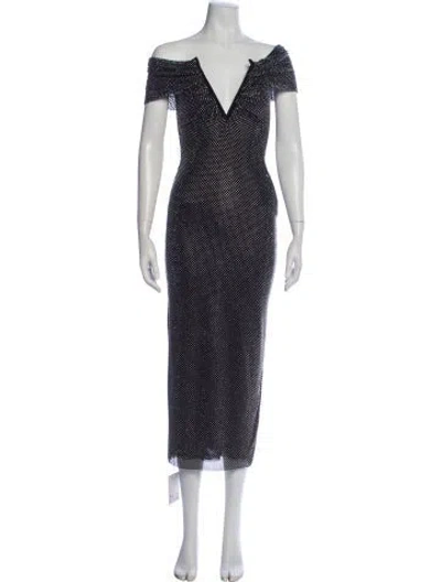 Pre-owned Self-portrait V-neck Midi Length Dress W/ Tags In Blue