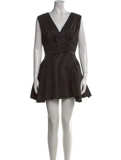 Pre-owned Self-portrait V-neck Mini Dress In Black