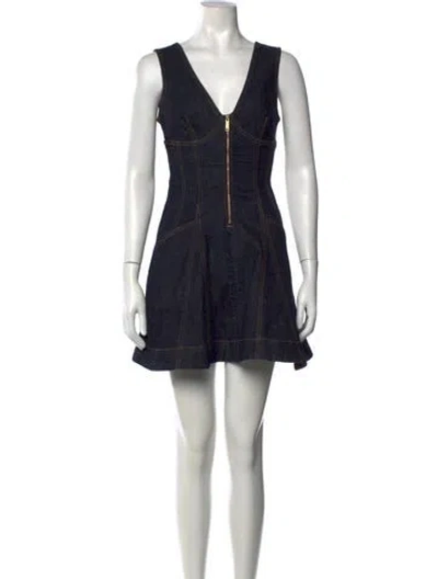Pre-owned Self-portrait V-neck Mini Dress In Black