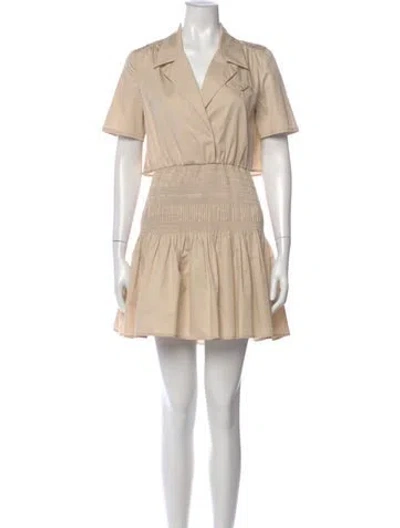 Pre-owned Self-portrait V-neck Mini Dress In Neutral